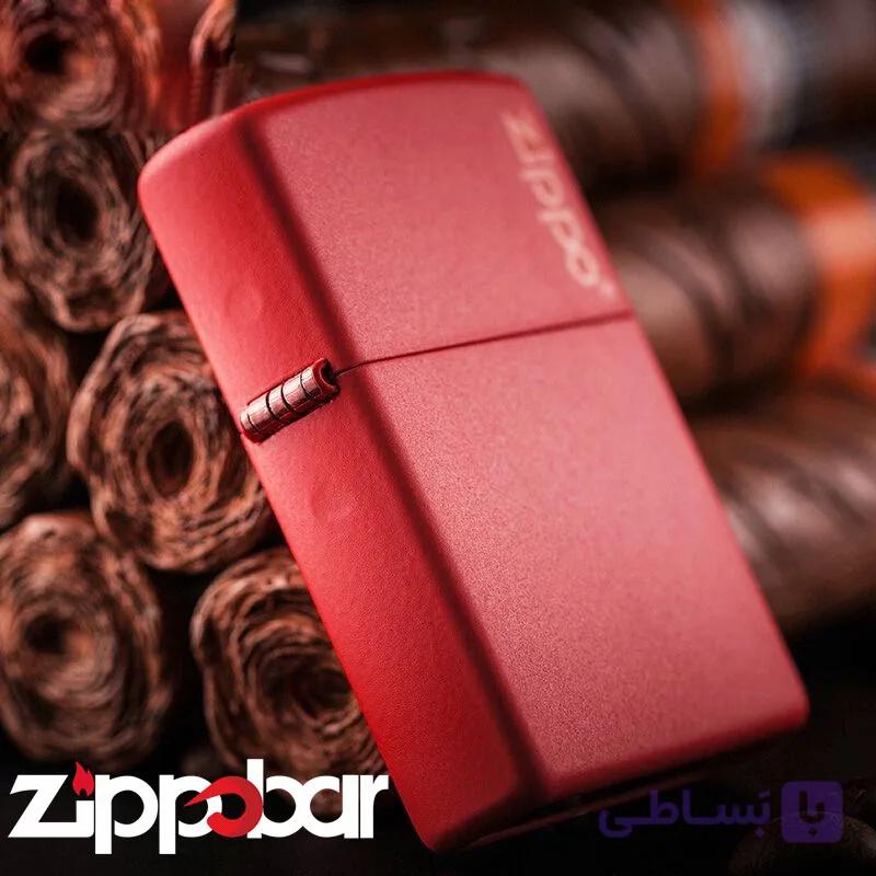 فندک زیپو اصل قرمز مات کد 233 لوگو Zippo 233Zl Red Matte — تصویر 1