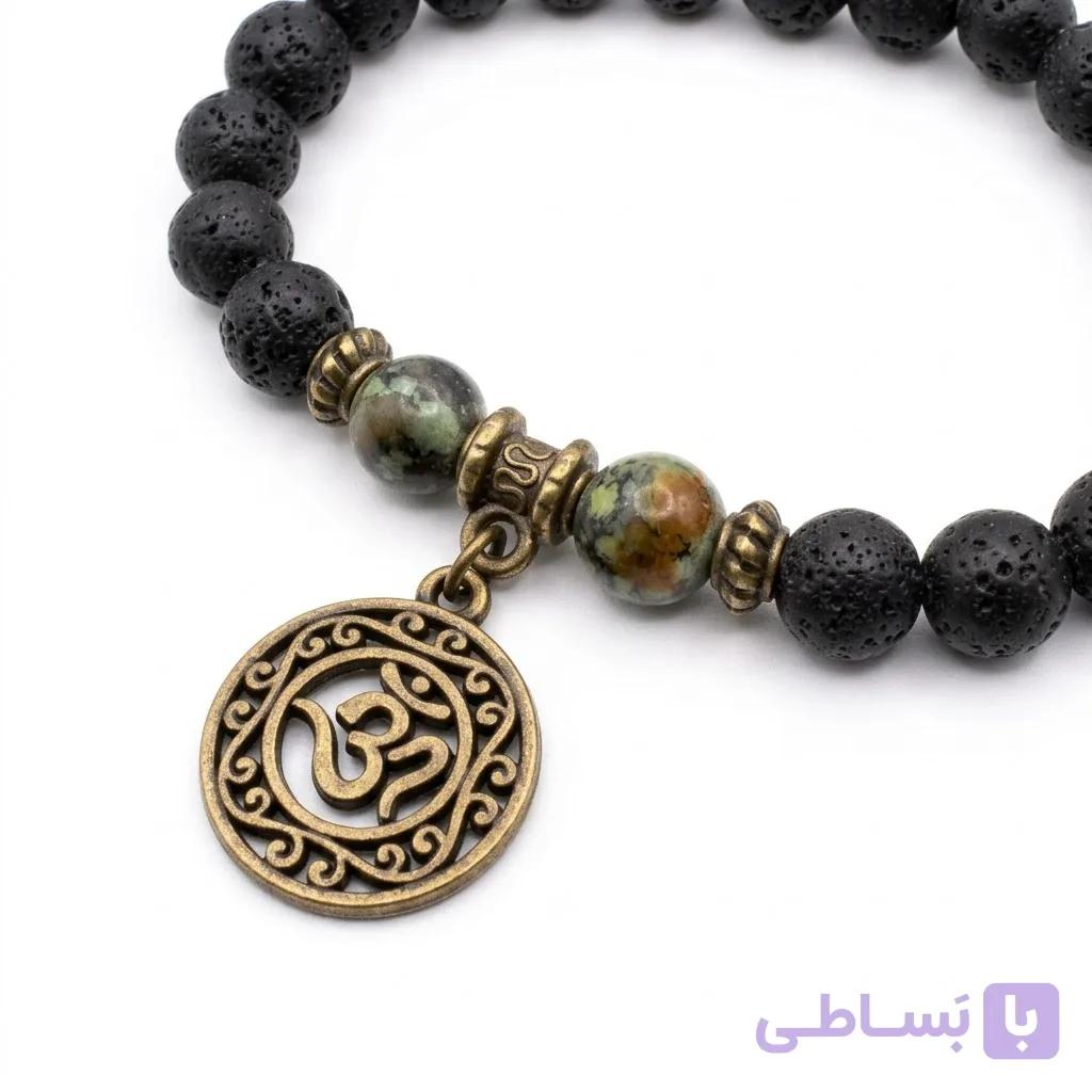 دستبند سنگ لاوا و جاسپر کامبابا — تصویر 1