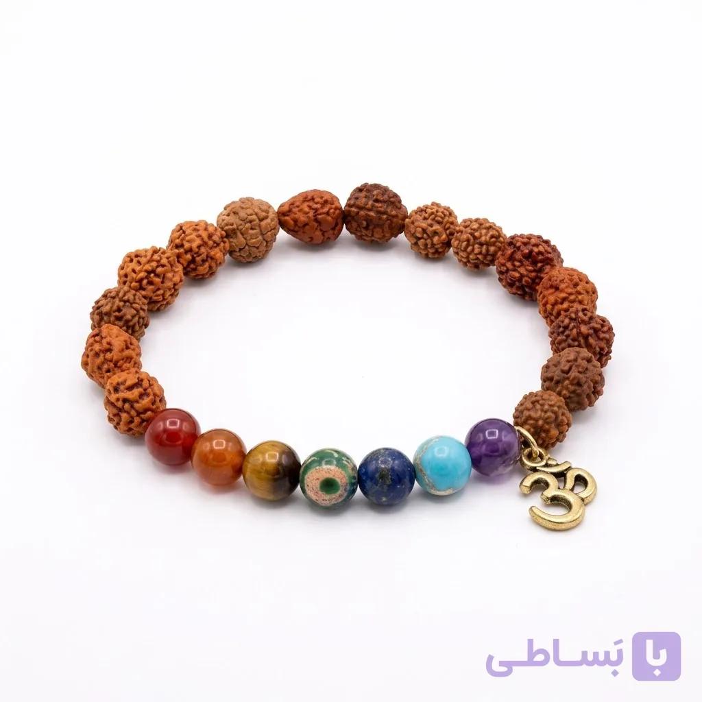 دستبند طبیعی هفت سنگ و رودراکشا — تصویر 1