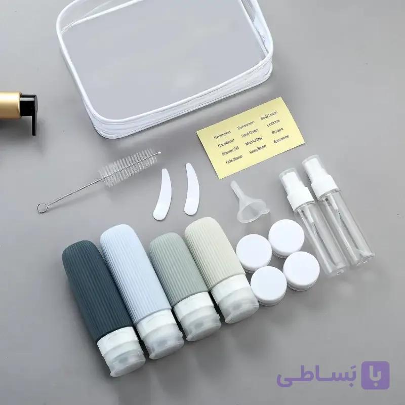 ست سفری سیلیکونی 16 تکه مسافرتی لوازم آرایشی و بهداشتی — تصویر 1