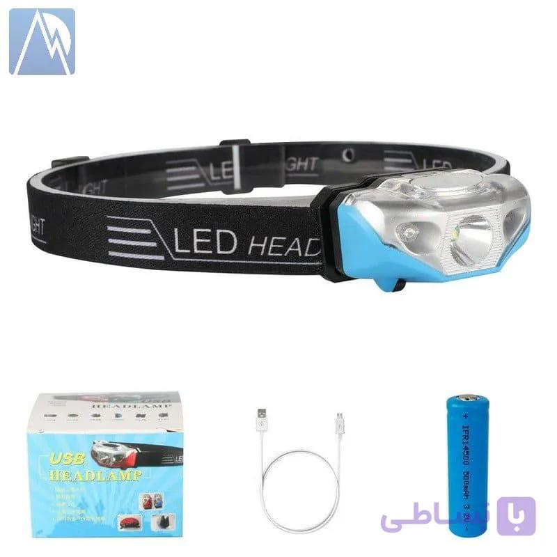 چراغ پیشانی شارژی سنسور دار 3 حالته — تصویر 1