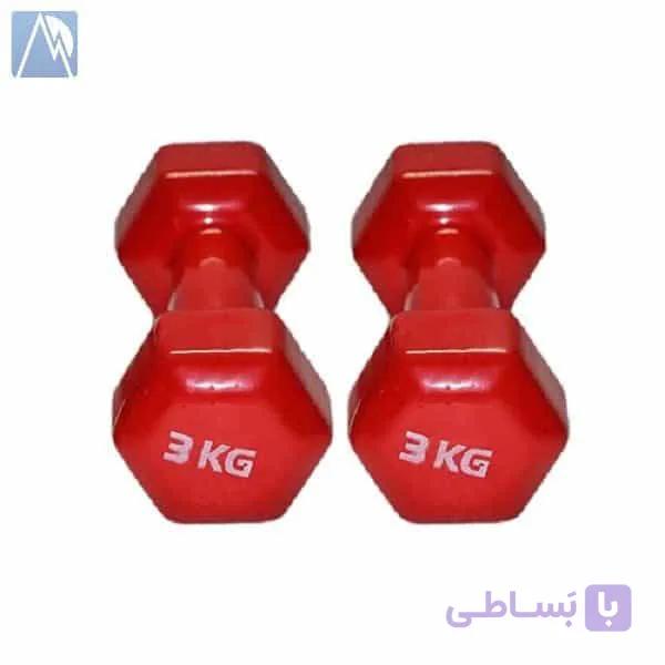 دمبل ۳ کیلویی ‍‍‍× 2 عدد روکشدار شش ضلعی — تصویر 1