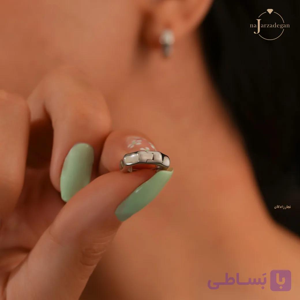 گوشواره حلقه ای نقره زنانه چند ضلعی مینیمال مدل هگزا عیار 925 کد 1909 — تصویر 1