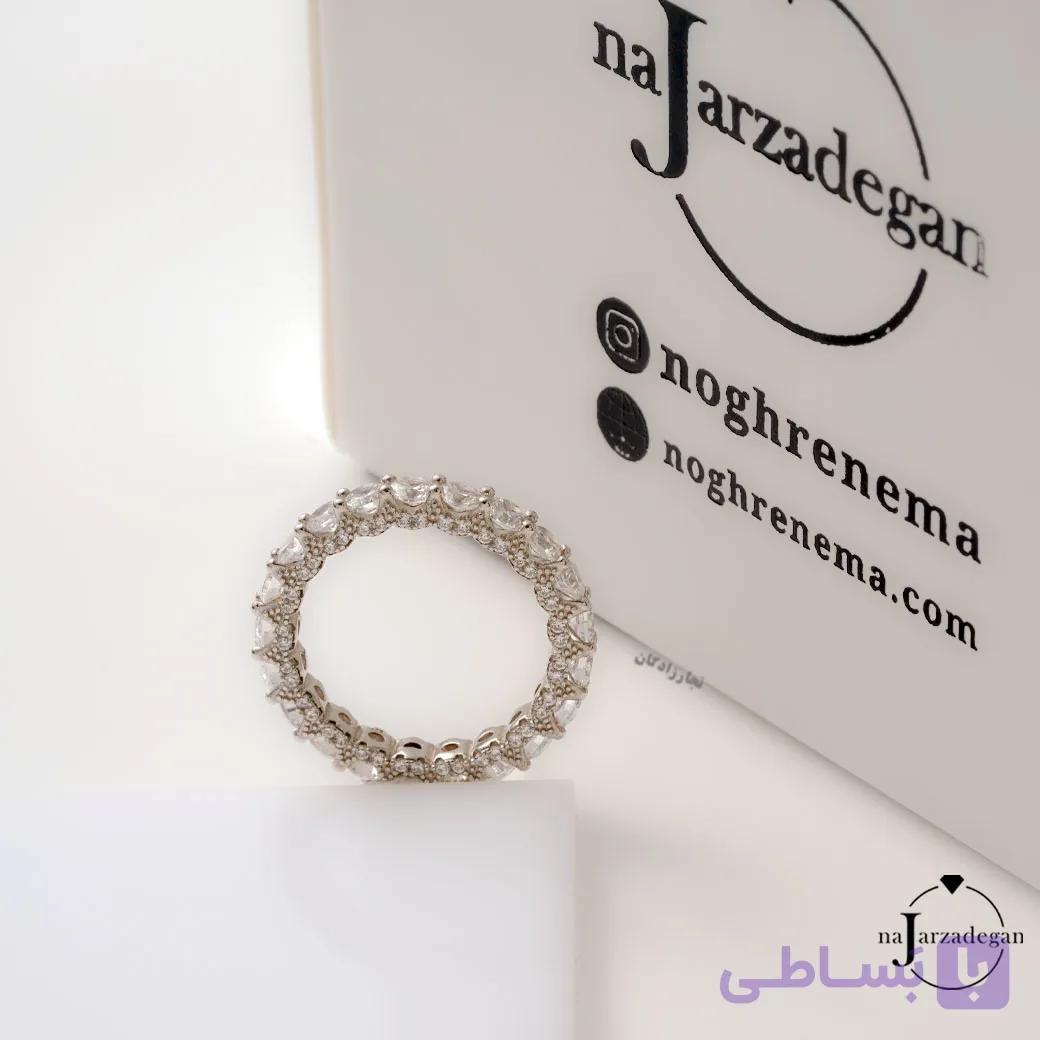 انگشتر نقره زنانه فول نگین مدل لومینا عیار 925 کد 1929