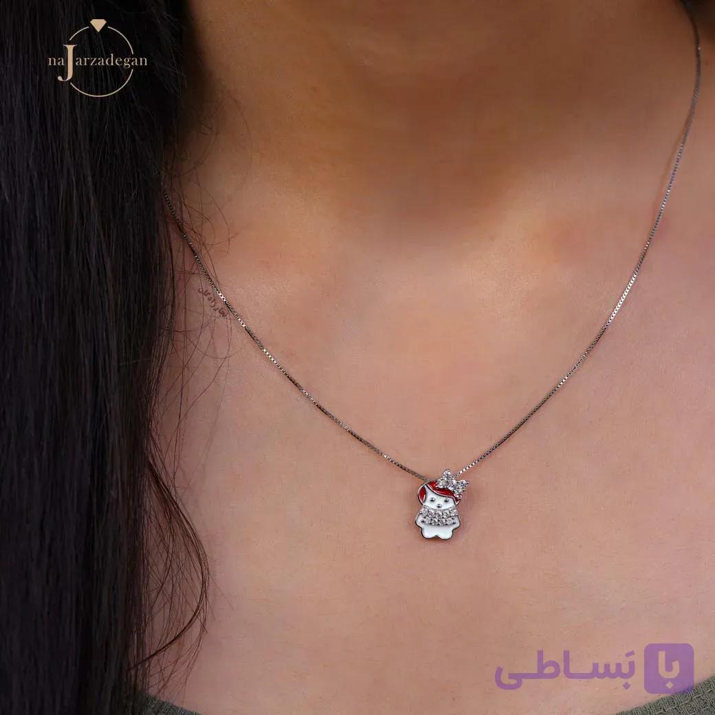گردنبند نقره دخترانه آدمک مدل دخترک نازنازی عیار 925 کد 1898 — تصویر 1