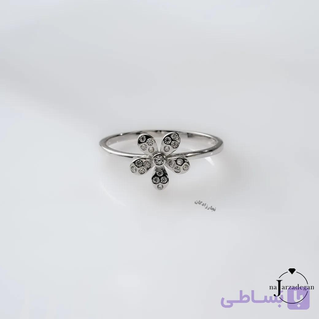 انگشتر نقره زنانه مینیمال گل پنج پر نگین دار مدل اوینا عیار 925 کد 1934
