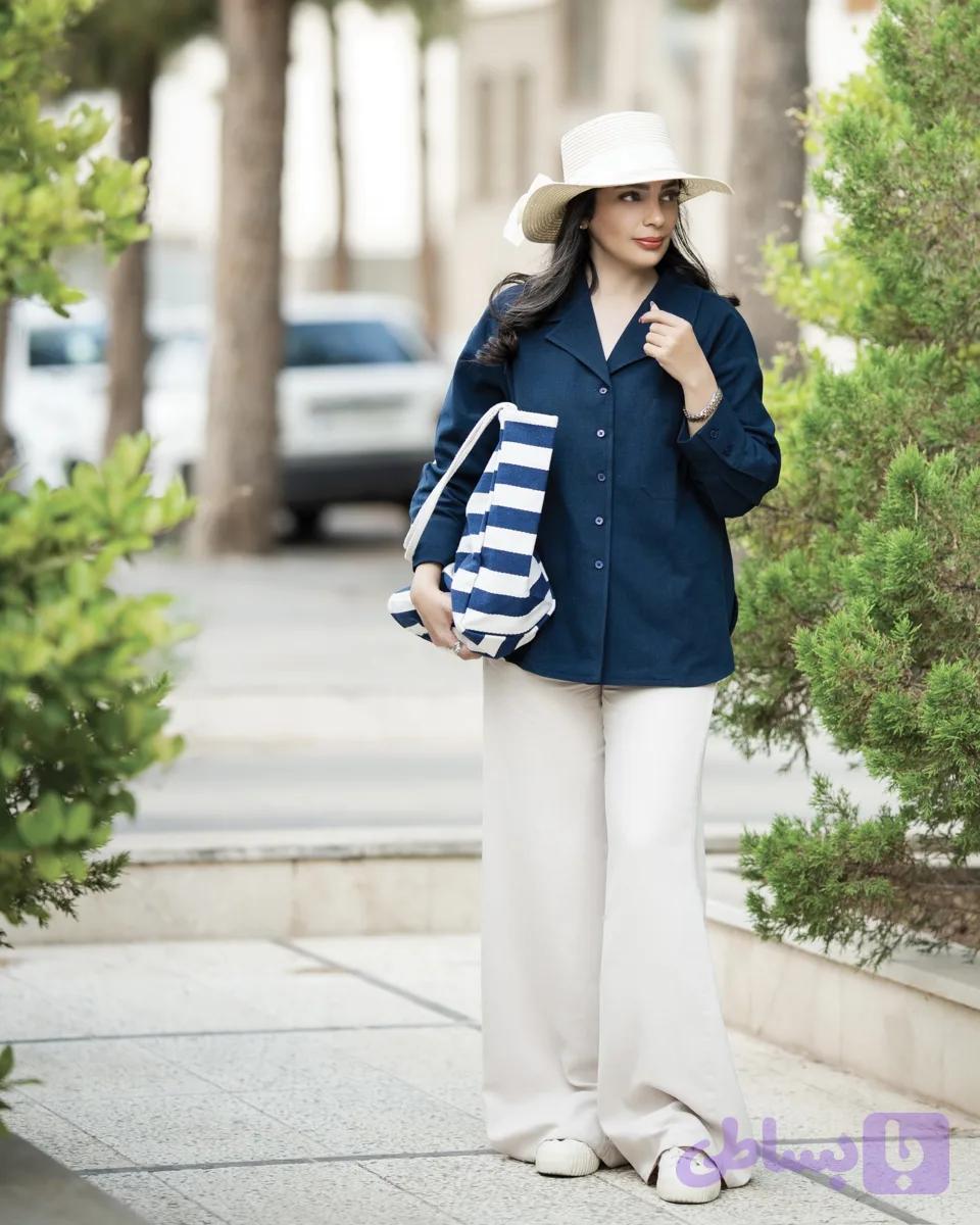 شومیز لینن NAVY — تصویر 1