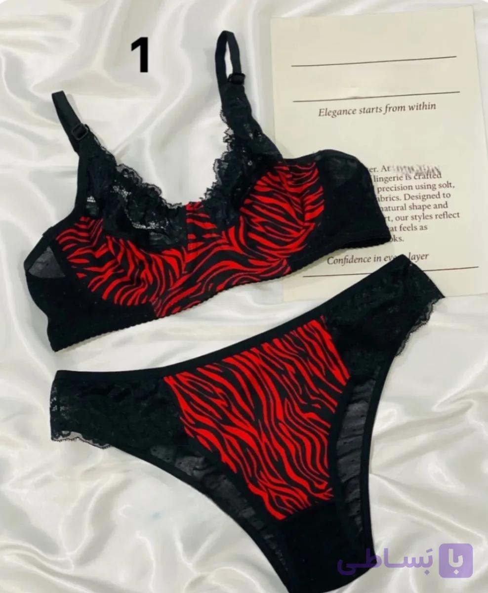 ست دانتل قرمز زبرا زنانه 👙