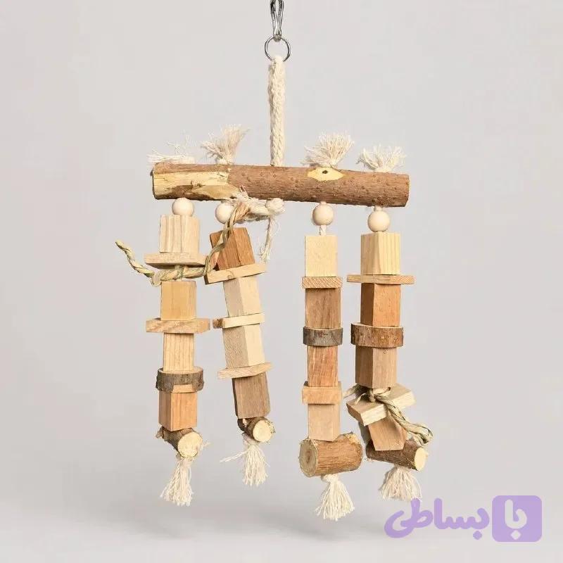 آویز بزرگ چوب و حصیر جویدنی — تصویر 1