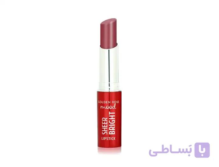 رژ لب جامد گلدن رز مدل براق Sheer Bright رنگ Mood Mauve شماره 107 — تصویر 1