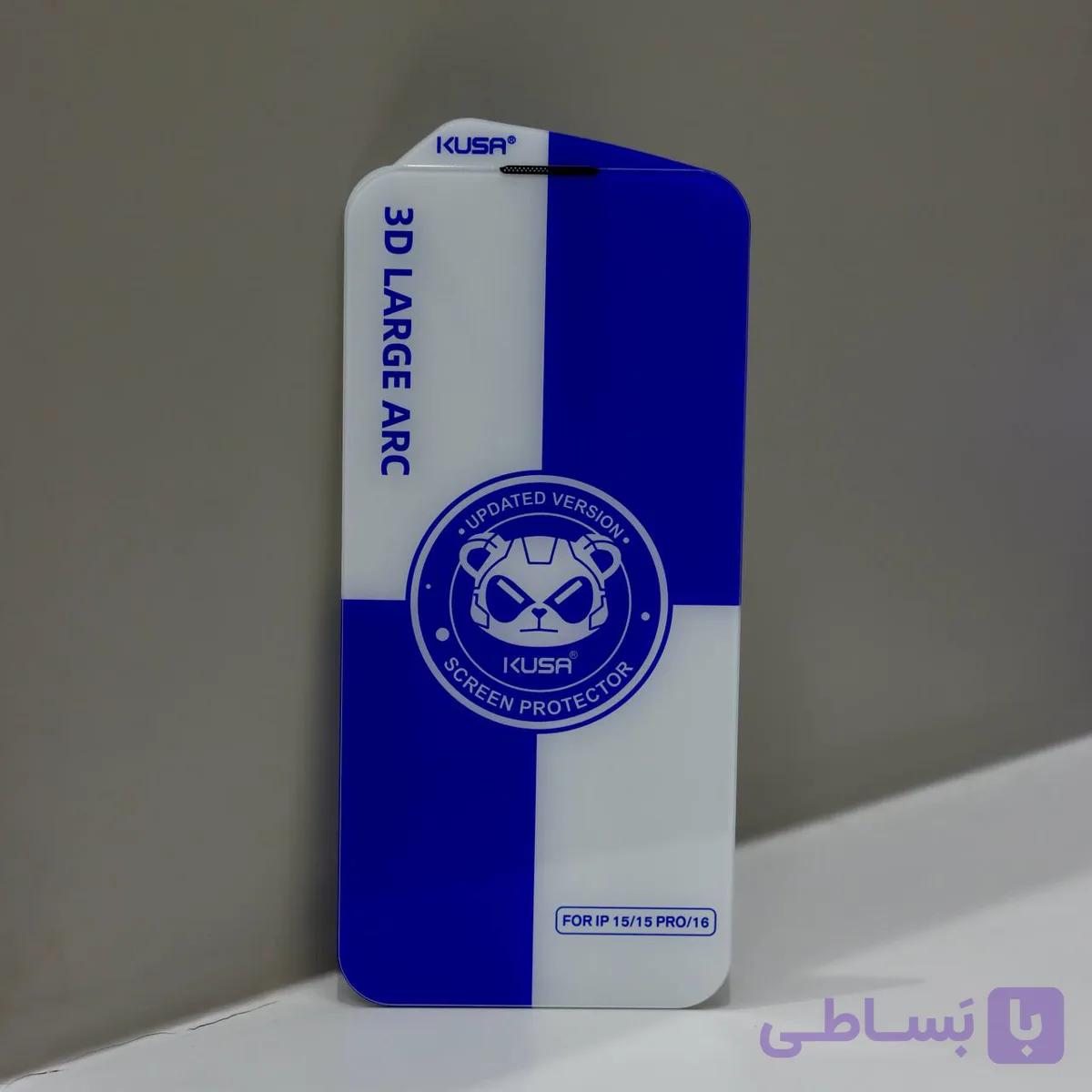 گلس بدون حاشیه آیفون 15 پرو برند KUSA | مقاوم و ضدلک — تصویر 1
