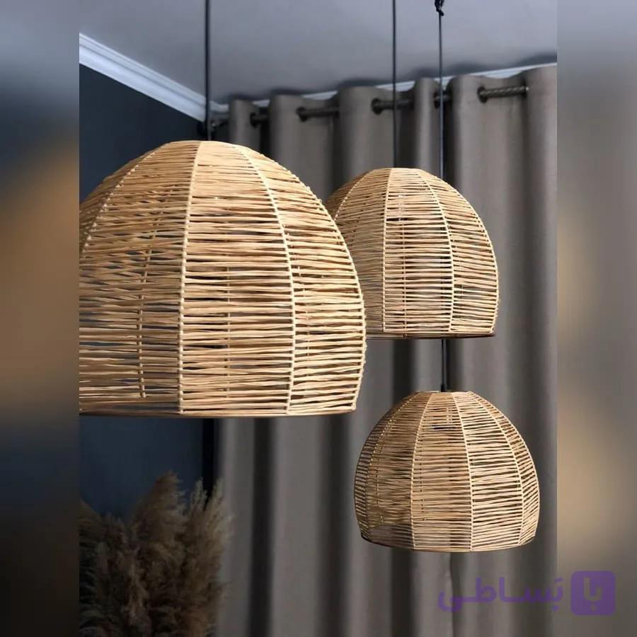 لوستر حصیری رافیا مدل نیم کره