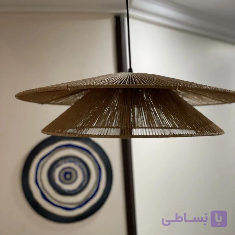 لوستر حصیری رافیا مخروطی دوبل