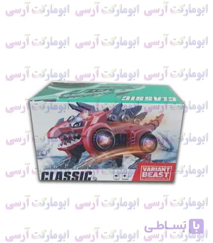 ربات دایناسور 2 در 1 تبدیل شو به ماشین موزیکال چراغ دار باتری خور(کیفیت عالی) — تصویر 1