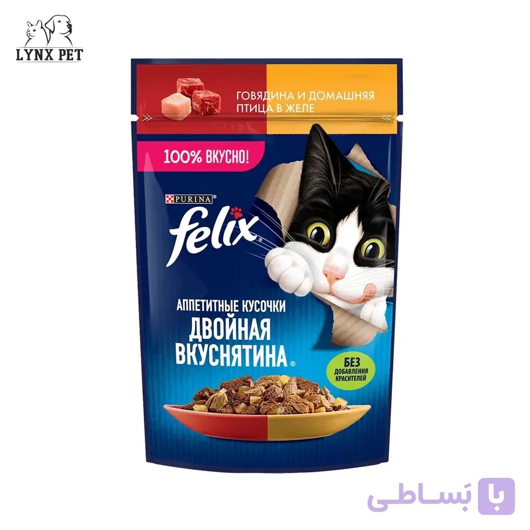 پوچ گربه مرغ و گوجه در ژله فلیکس