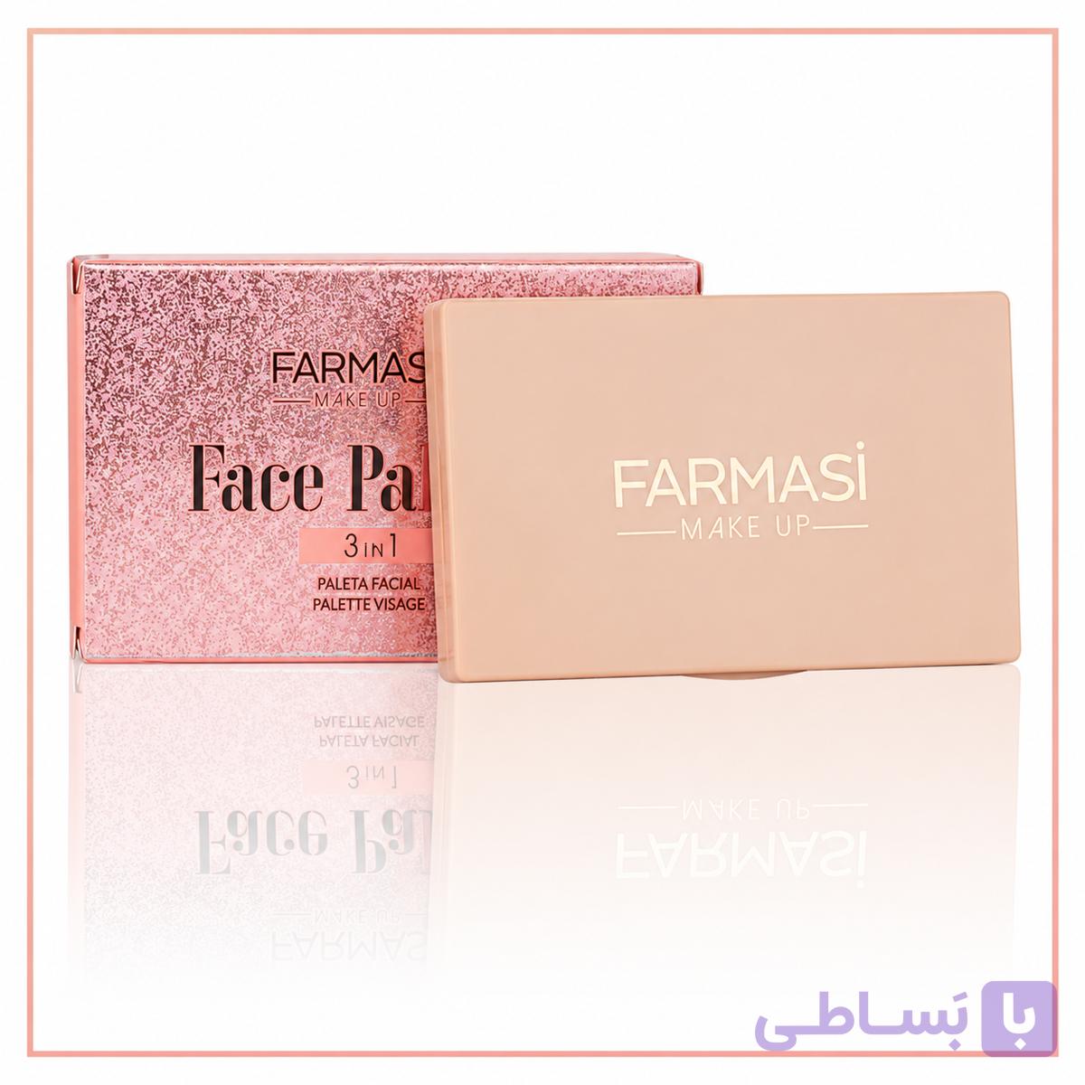 پالت سه کاره فارماسی FARMASI مدل Blush, Highlighter & Contour/3 in 1