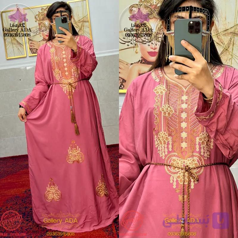 پیراهن ماکسی عربی آستین بلند گلدوزی 048 — تصویر 1