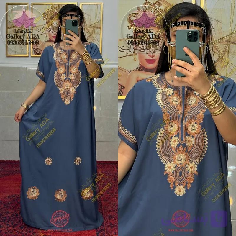 ماکسی عربی پیراهن آستین کوتاه گلدوزی 034 — تصویر 1