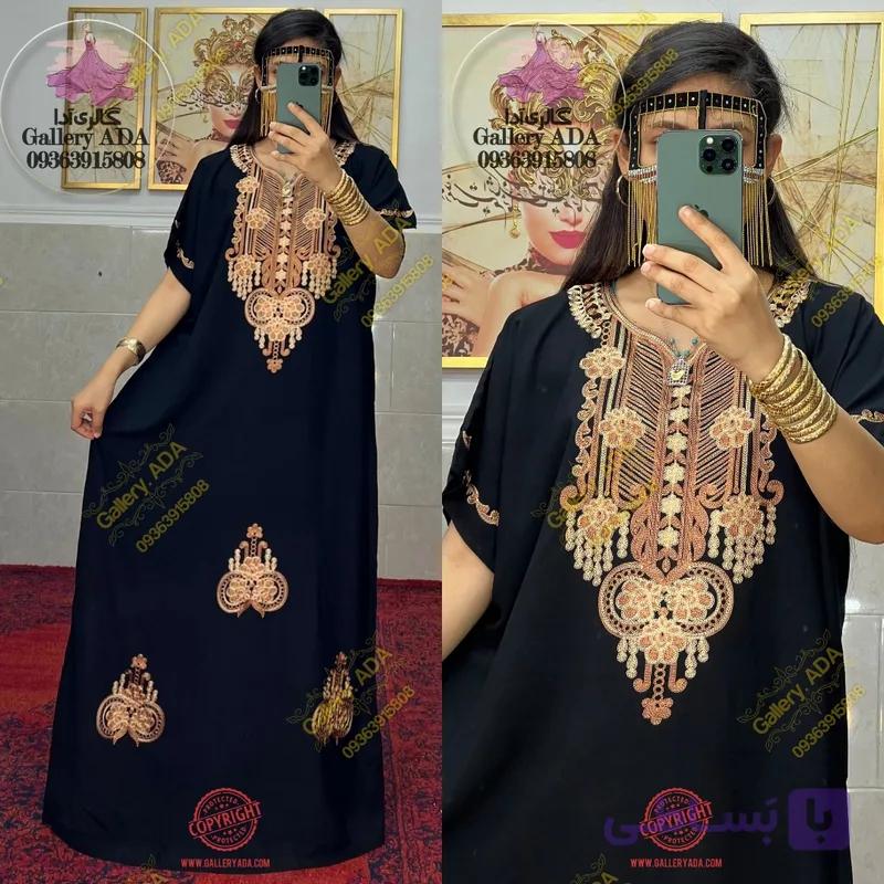 ماکسی عربی پیراهن آستین کوتاه گلدوزی 036 — تصویر 1