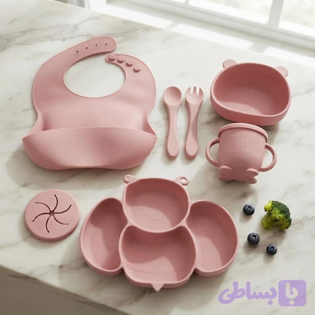 ست ظرف سیلیکونی 8 تکه کودک آلگو Algo پروانه صورتی