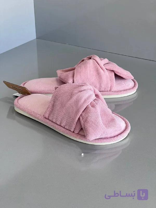 دمپایی روفرشی زنانه مخمل کبریتی طرح گره ای سایز 36-37