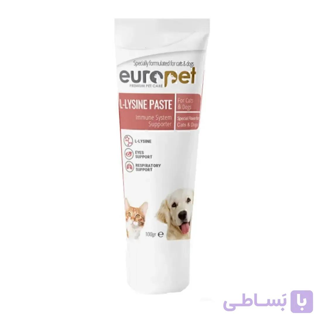 خمیر لیزین تقویت سیستم ایمنی یوروپت برای سگ و گربه 100 گرم — تصویر 1