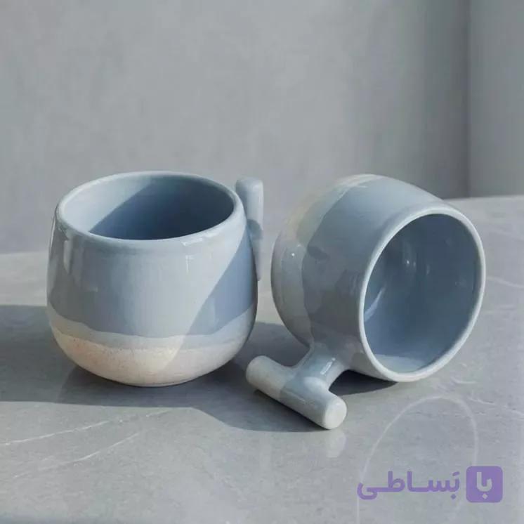 ماگ دسته تی آبی طوسی