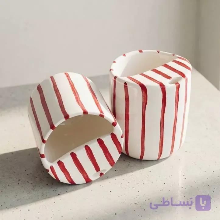 تراول ماگ سرامیکی راه راه قرمز
