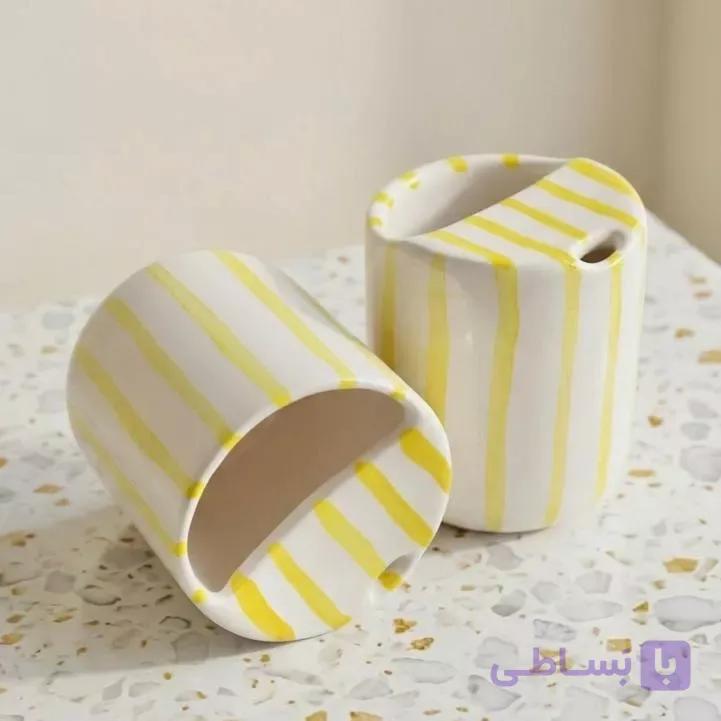 تراول ماگ سرامیکی راه راه زرد