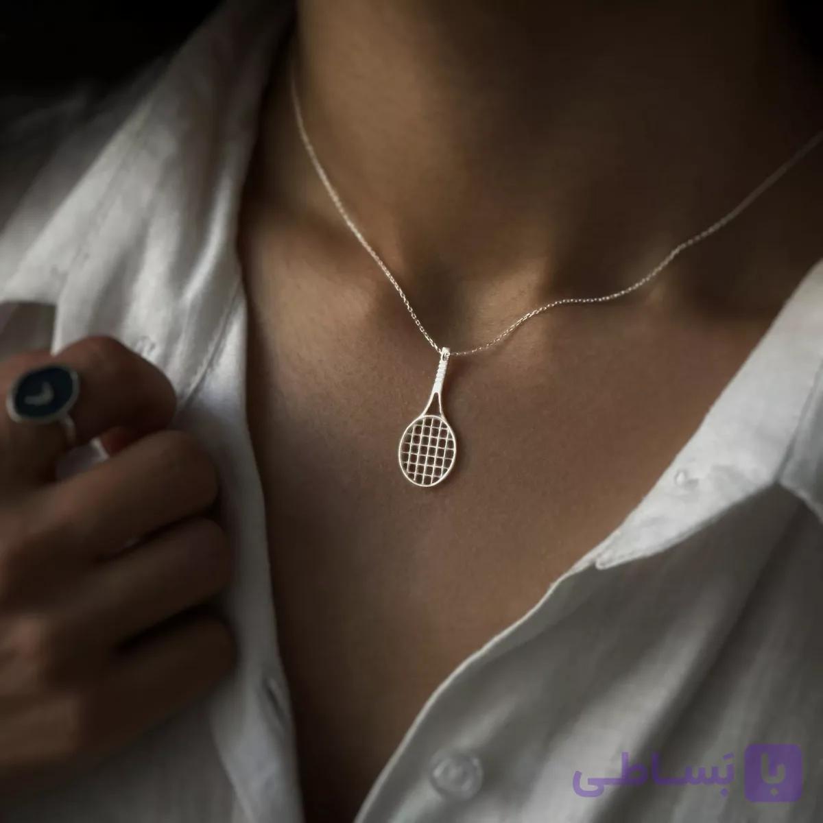 گردنبند راکت تنیس نقره — تصویر 1