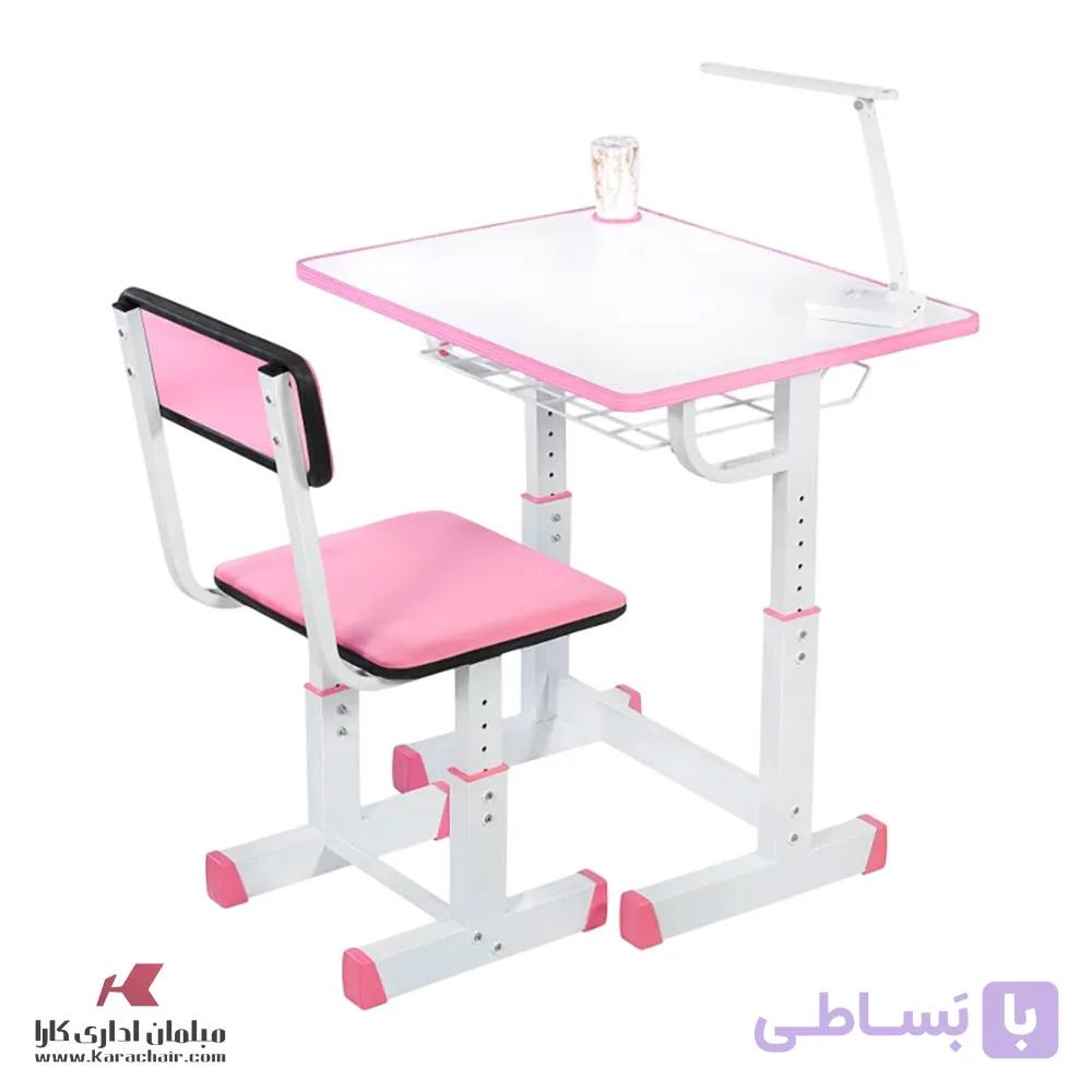 میز تحریر دخترانه نوجوان با صندلی پارچه ای صورتی