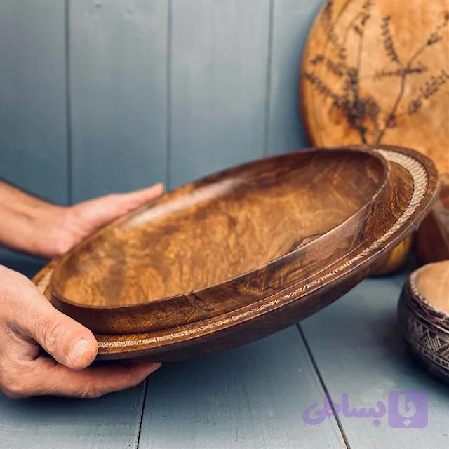 ظرف چوبی پذیرایی گردو کد 010035 — تصویر 1