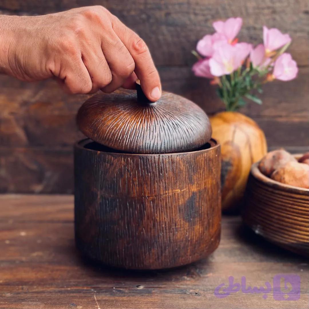 ظرف دربدار چوبی گردو کد 100012 — تصویر 1