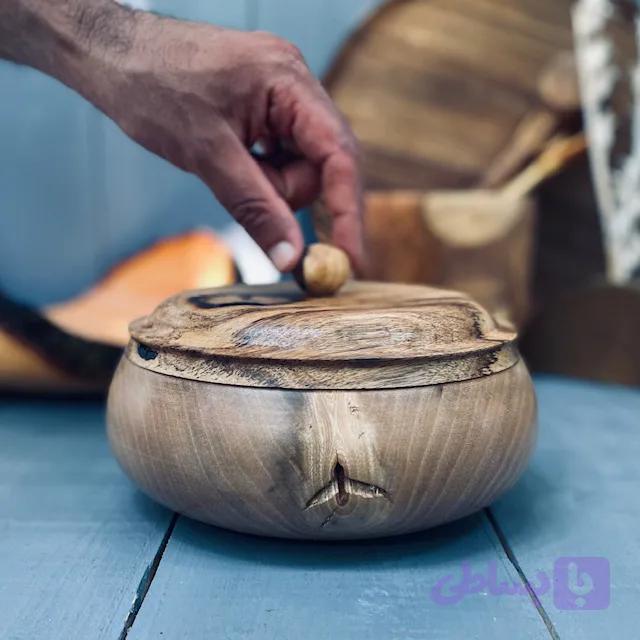 ظرف چوبی دربدار گردو کد 967 — تصویر 1