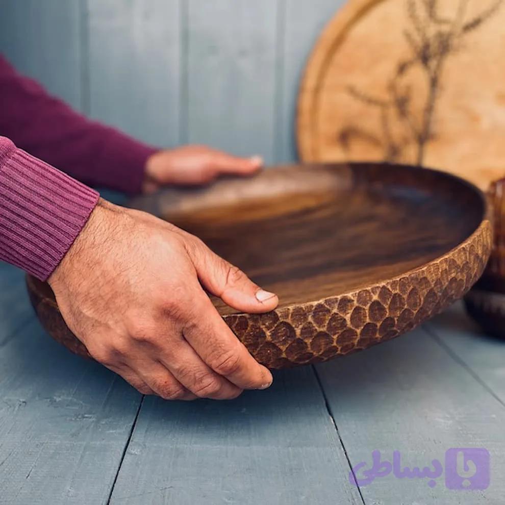 ظرف چوبی پذیرایی گردو کد 010045 — تصویر 1