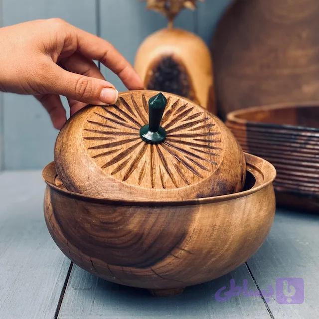 ظرف چوبی دربدار گردو کد 980 — تصویر 1