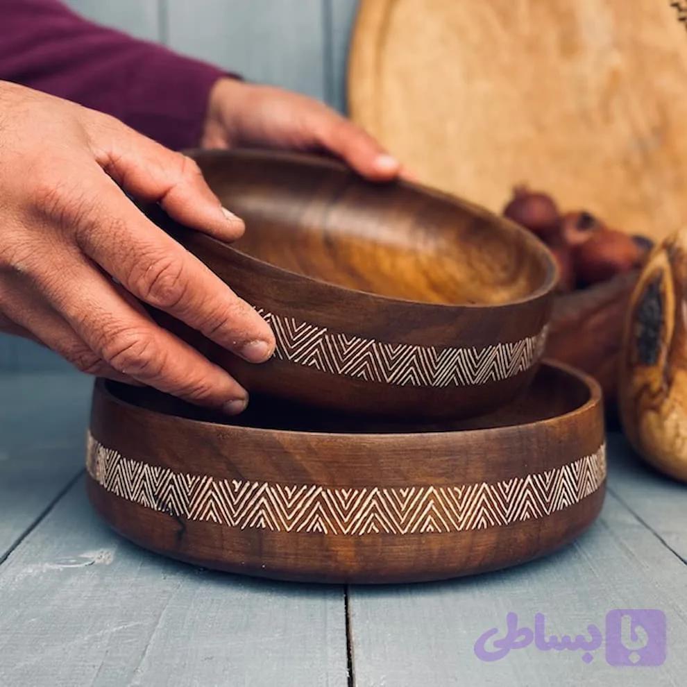 ظرف چوبی پذیرایی گردو کد 010046 — تصویر 1