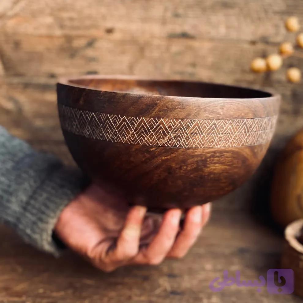 کاسه چوبی مدل مینا کد 0431 — تصویر 1