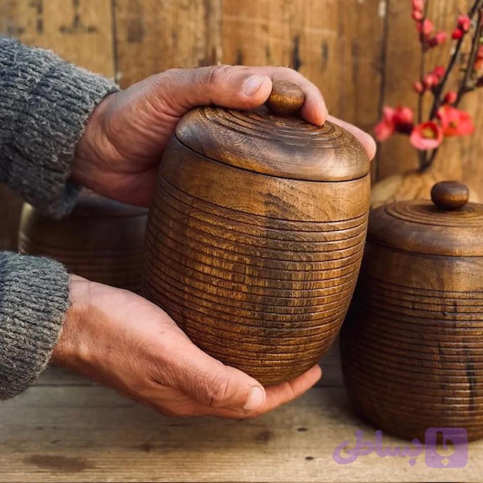 بانکه چوبی سه عددی گردو کد1076 — تصویر 1