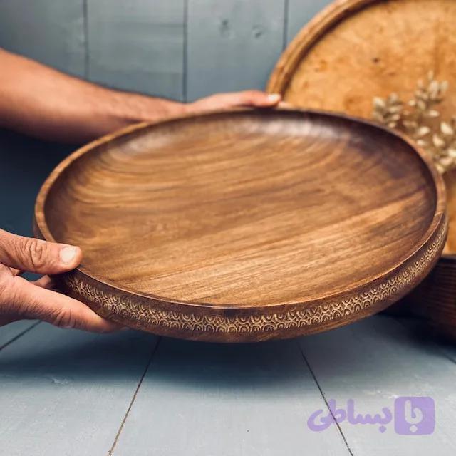 ظرف چوبی پذیرایی گردو کد 010010 — تصویر 1