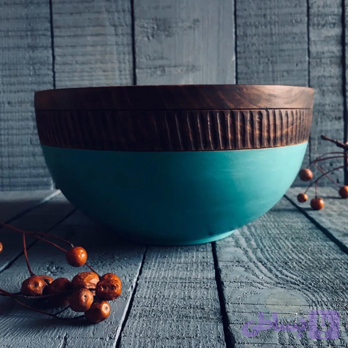 کاسه چوبی رنگی کد 289 — تصویر 1