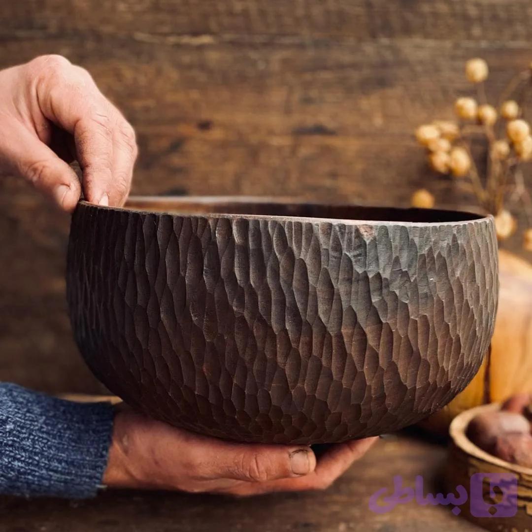 کاسه چوبی گردو کد 0351 — تصویر 1