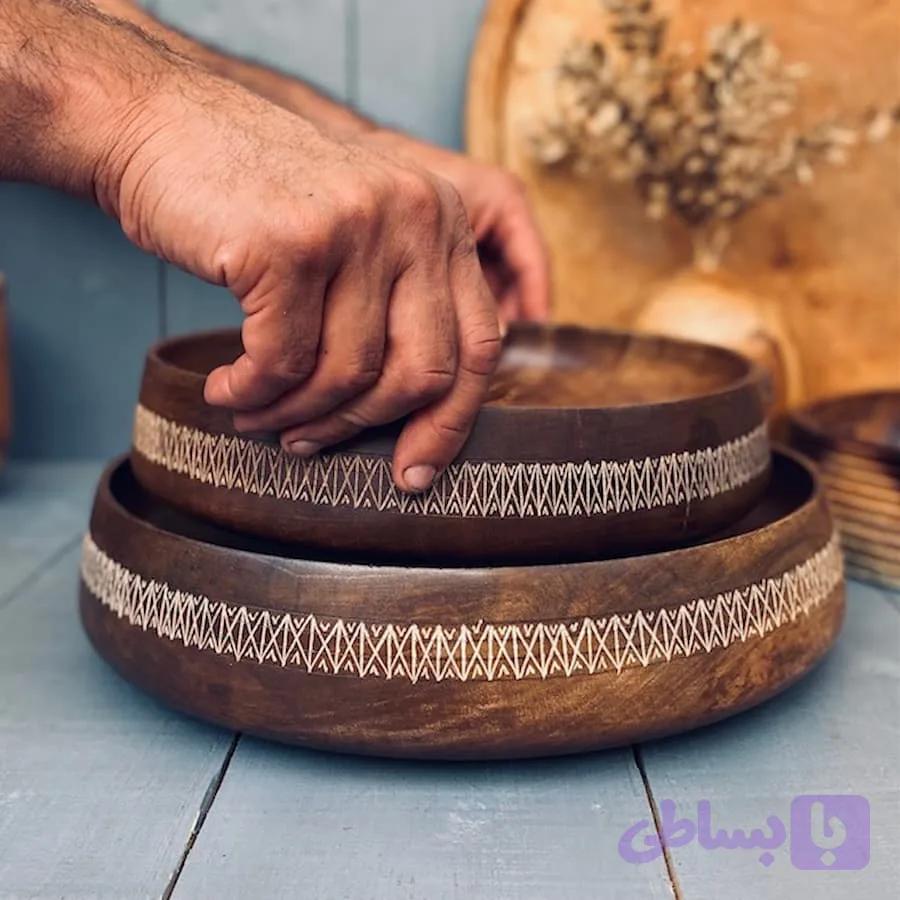 ظرف چوبی دو عددی گردو کد 01000 — تصویر 1