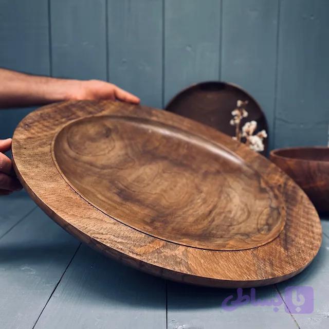 ظرف چوبی پذیرایی گردو کد 919 — تصویر 1