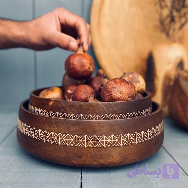 ظرف چوبی پذیرایی گردو کد 010042 — تصویر 1