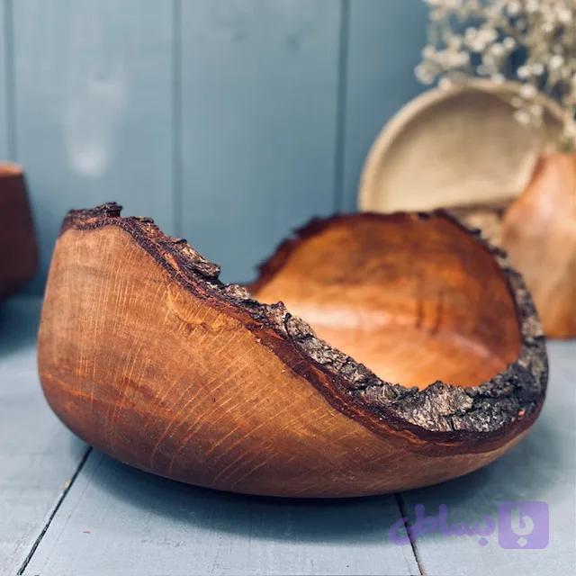 کاسه چوبی لبه پوستی کد 0196 — تصویر 1