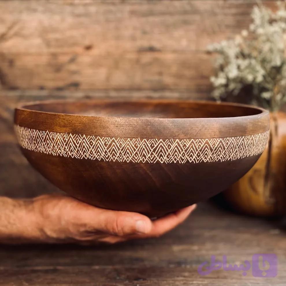 کاسه چوبی مدل مینا کد 0585 — تصویر 1