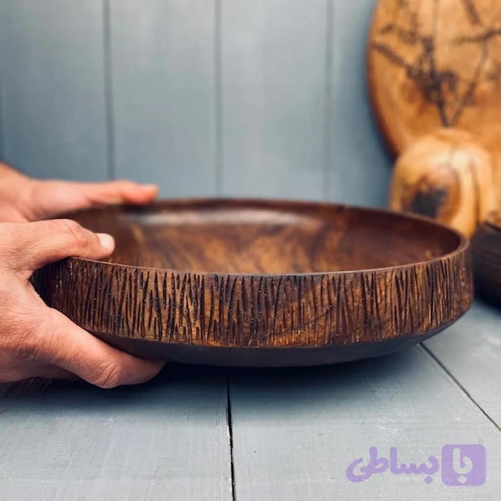 ظرف چوبی پذیرایی گردو کد 010036 — تصویر 1
