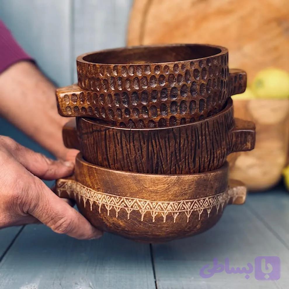 کاسه چوبی گردو کد 0281 — تصویر 1