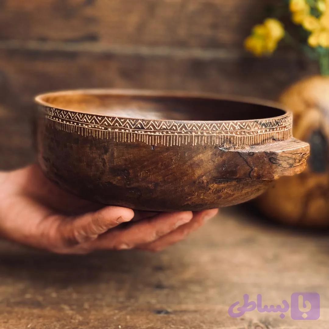 کاسه چوبی گردو کد 0375 — تصویر 1